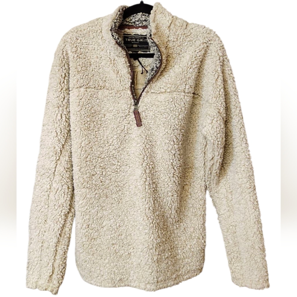 CLOSET CLEAROUT True Grit Men's Cream Sherpa Sweater Jacket Pullover Size Small